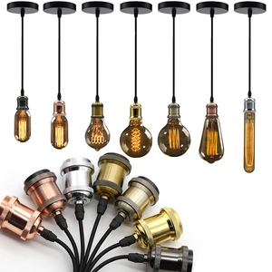 Винтажный подвесной светильник E27 110 В 220 В, винтовой светильник, основа, потолочный Розовый Шнур, гибкая лампа E27, держатель лампы для ретро Эдисона, лампа накаливания