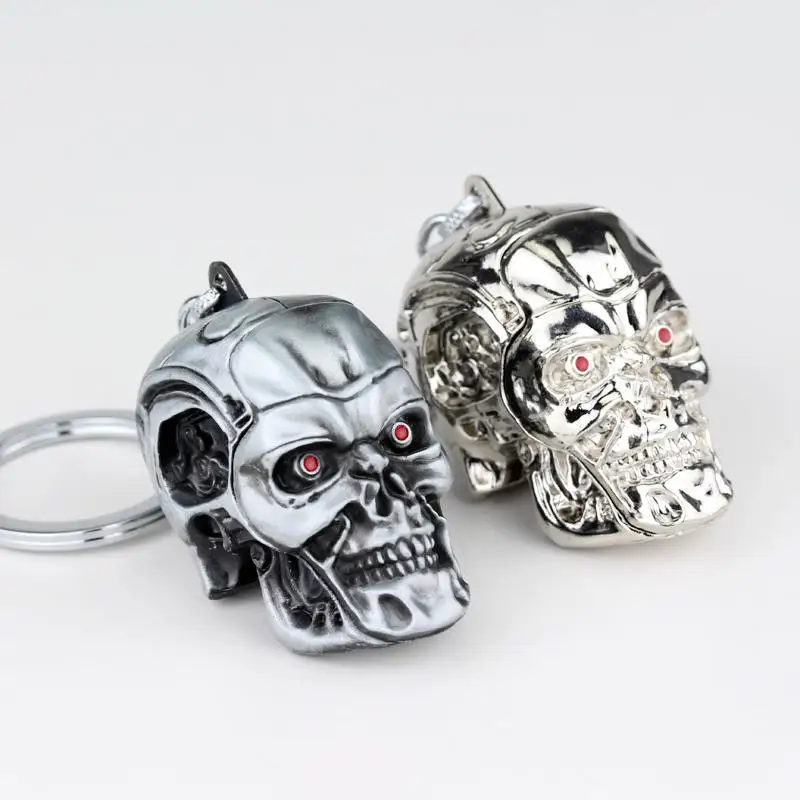 

Terminator Skull head Skeleton Keychain men and women fashion keyring 3D Skull Head Movie periphery car key Accessories Hot gift