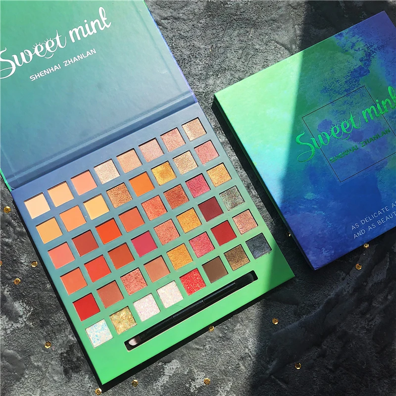 48 цветов палитра теней для век с зелеными блестками Блестящий Матовый пигментный
