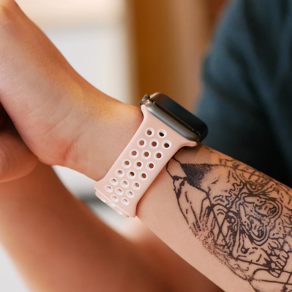 Модный спортивный силиконовый ремешок для часов apple watch 42 мм, 38 мм, 40 мм, 44 мм, браслет Nike+ Iwatch series 5/4/3/2/1