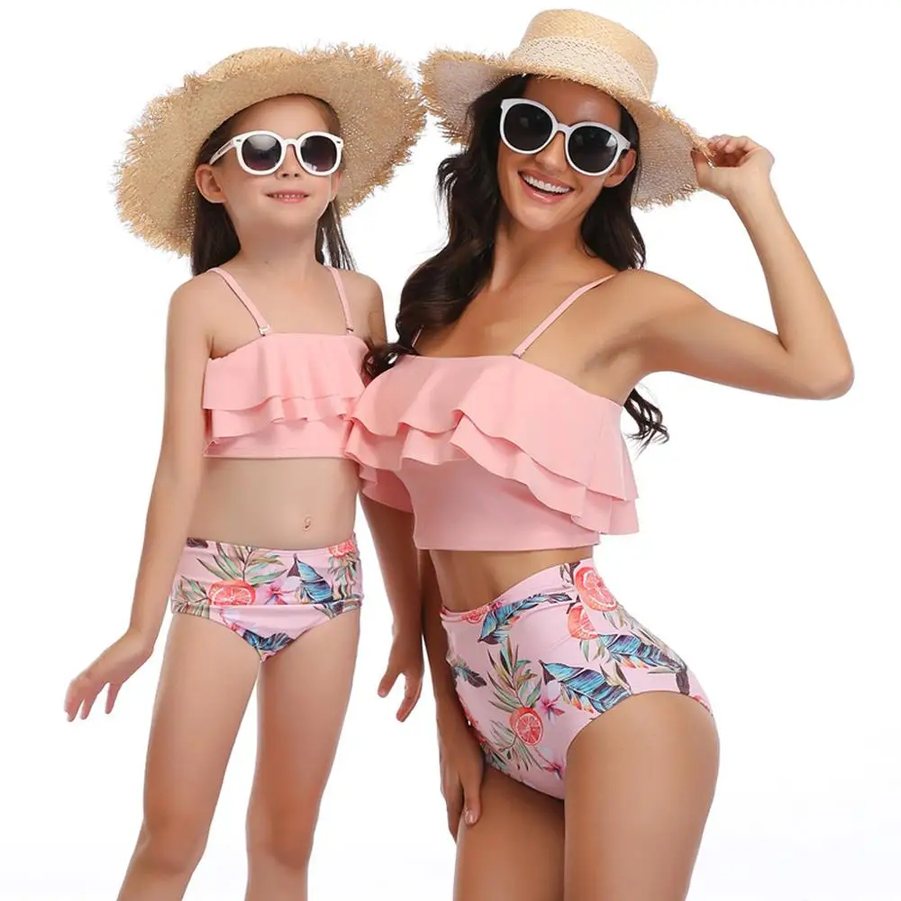 Семейный купальник из двух предметов для мамы и дочки подходящая одежда с