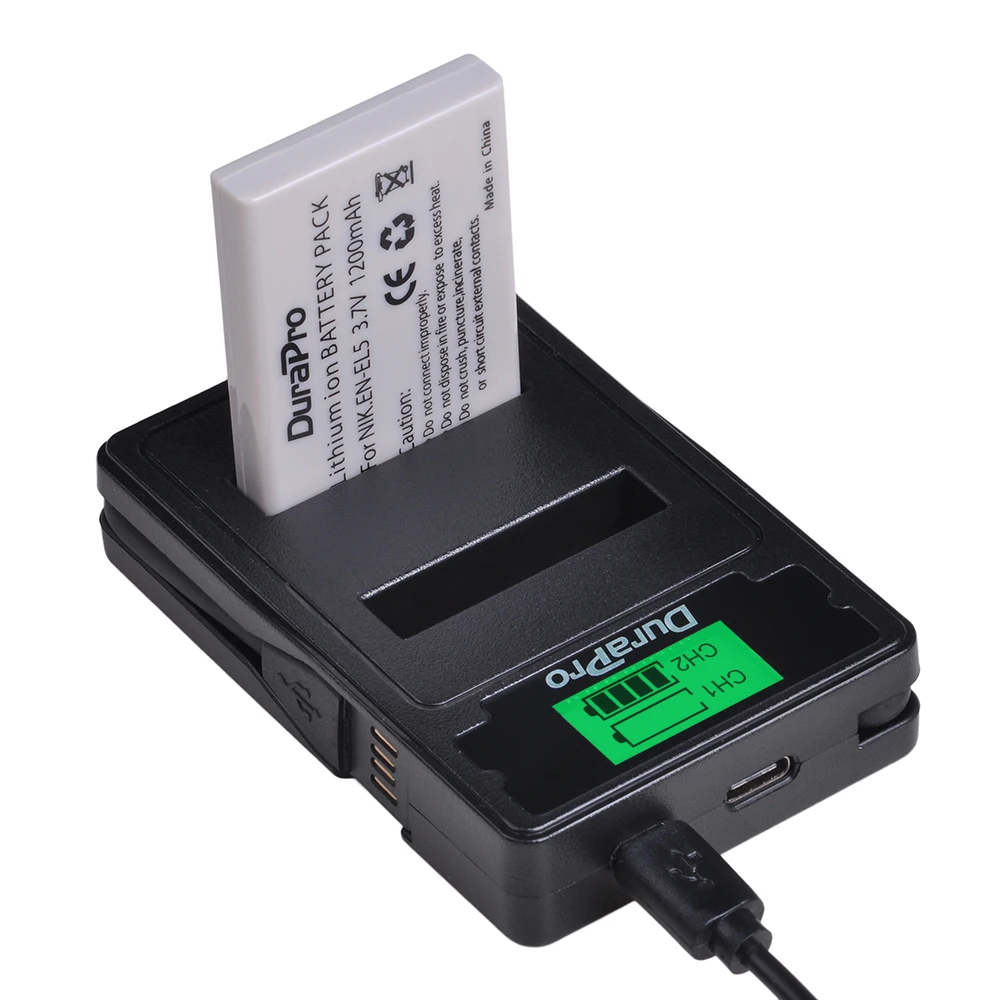 1200mAh EN-EL5 Battery with EN EL5 Battery Charger for Nikon Coolpix P90 P80 P530 P520 P510 P100 P3 P4 P500 P5000 P5100 P6000