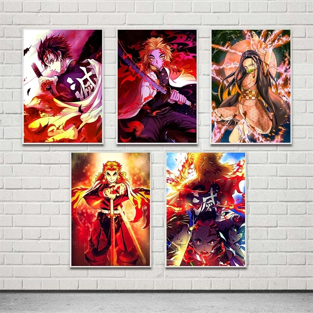 

Painting Wall Artwork HD Printed Kimetsu No Yaiba Poster Modular Canvas Fight Boy Girl Home Decoration Pictures For Living Room
