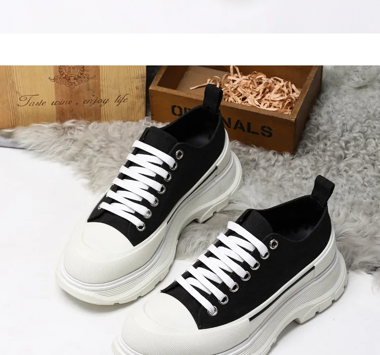 

2021 new spring/summer canvas shoes, white shoes, thick soles, sports shoes, wild daddy shoes and women's shoes