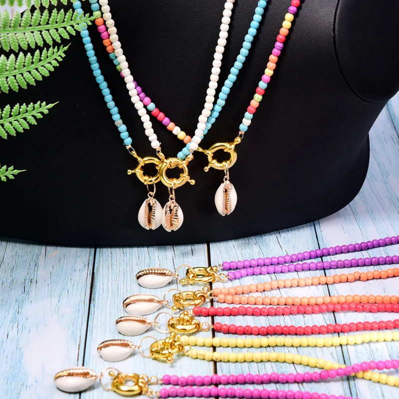 MOON GIRL Cowrie Shell чокер ожерелье из ярких бусин для женщин Модный богемный Boho Chic Bib Collier Femme Dropshiping