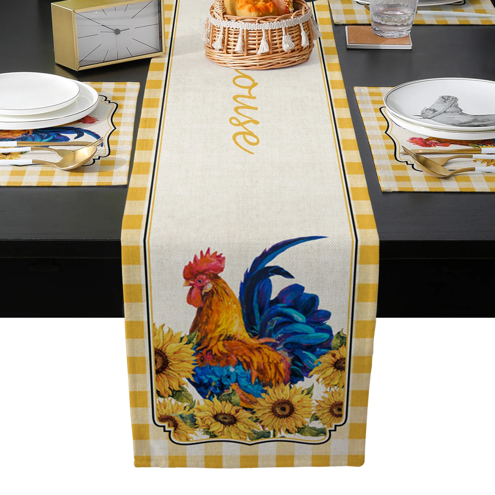 

Американский кантри, настольная дорожка с курицей и подсолнухом, домашний декор, Настольная дорожка для свадебной вечеринки, Настольная до...