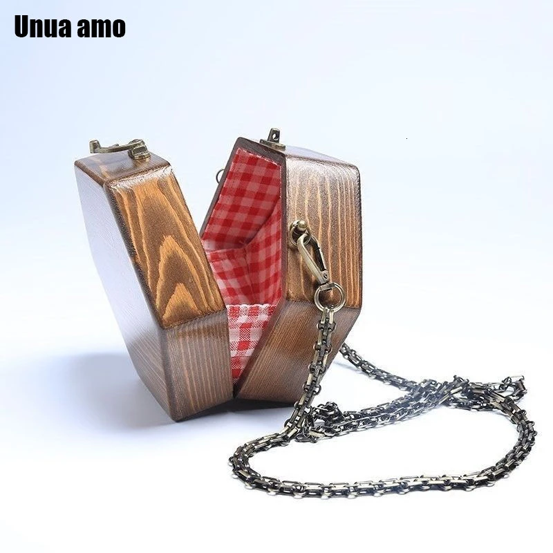 Unua amo Ретро стиль деревянный клатч Женская Ручная работа уникальные сумки на