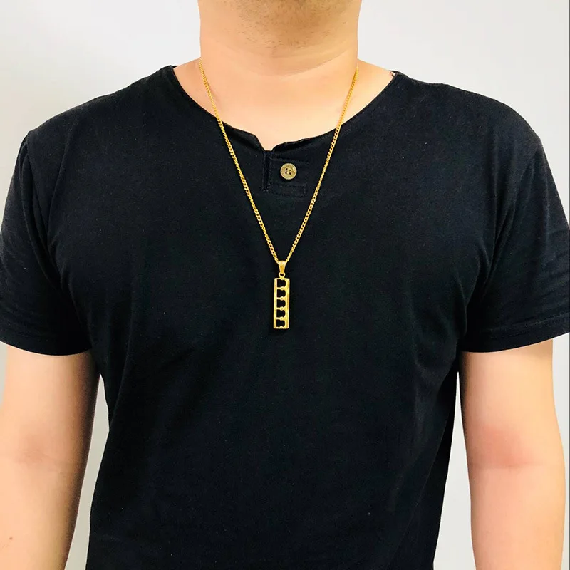 

FXM CCB79 stainless steel necklace hot sell gold color popular single women 45mm Rectangle gift women jewelry