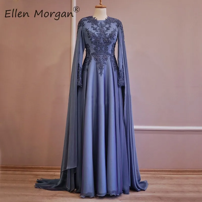 Арабское марокканское вечернее платье с длинным рукавом элегантное шифоновое