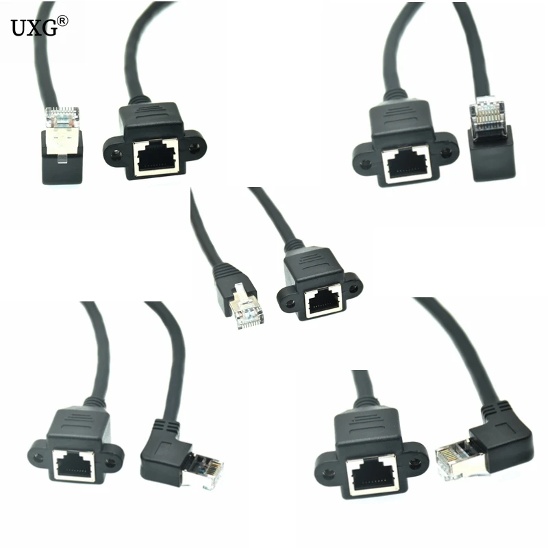 RJ45 cat6a 30 см вверх вниз под прямым углом 90 градусов 8P8C FTP STP UTP Cat6 с винтом Lan Ethernet