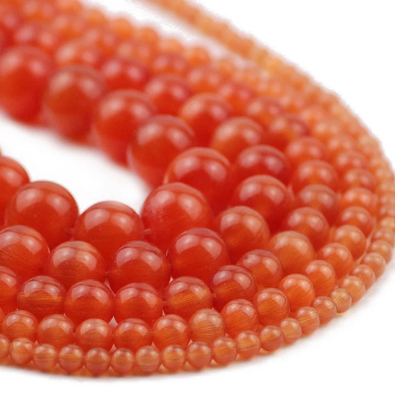 

4/6/8/10/12MM Natural Opal Red Cat's Eye Stone Round Spacer Charm Loose Beads For Jewelry making DIY Bracelet Necklace Findings