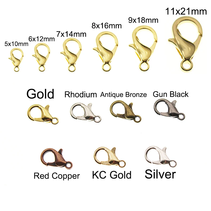 Металлические застежки для ювелирных изделий серебристые черные карабины