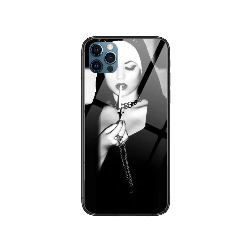 

Sexy nun girl Anime Style Phone Case cover For iphone 12 pro max 11 8 7 6 s XR PLUS X XS SE 2020 mini black cell shell