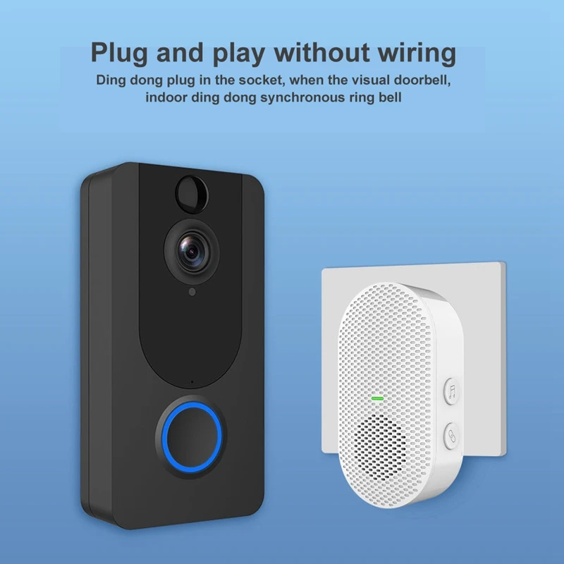

Wireless Doorbell Chime Home Security Intercom Doorbell Transmitter with Music Modes for Video Doorbell