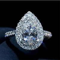 water drop simulated diamond cz ring 925 sterling silver bijou charm engagement wedding band rings for women bridal fine jewelry
