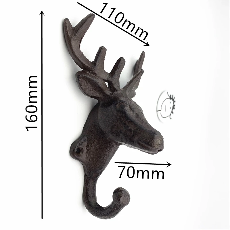 Davids Deer rust LCH винтажная ржавая Железная Ткань в форме оленя, крючок для шкафа, дверная фурнитура, матовая черная ручка для шкафа, древний стиль, крючок для одежды - Цвет: Davids Deer rust