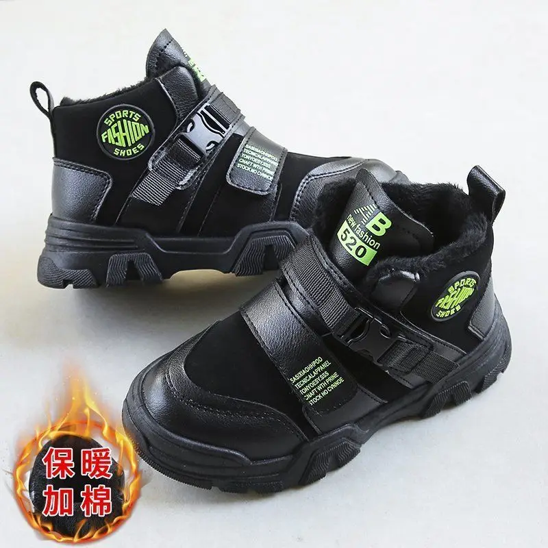 

Boys Cotton Shoes 2020 Winter Big Children's Warmth and Velvet Thickening Two Winter Kids Sports Shoes size 26-37