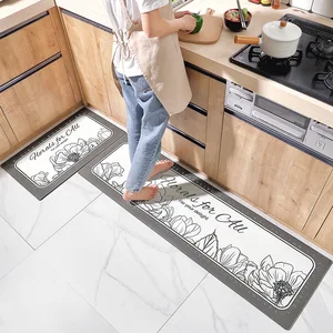 pu leather long strip kitchen carpet pvc doorway floor mats household dining room wipeable oil proof and waterproof non slip rug free global shipping