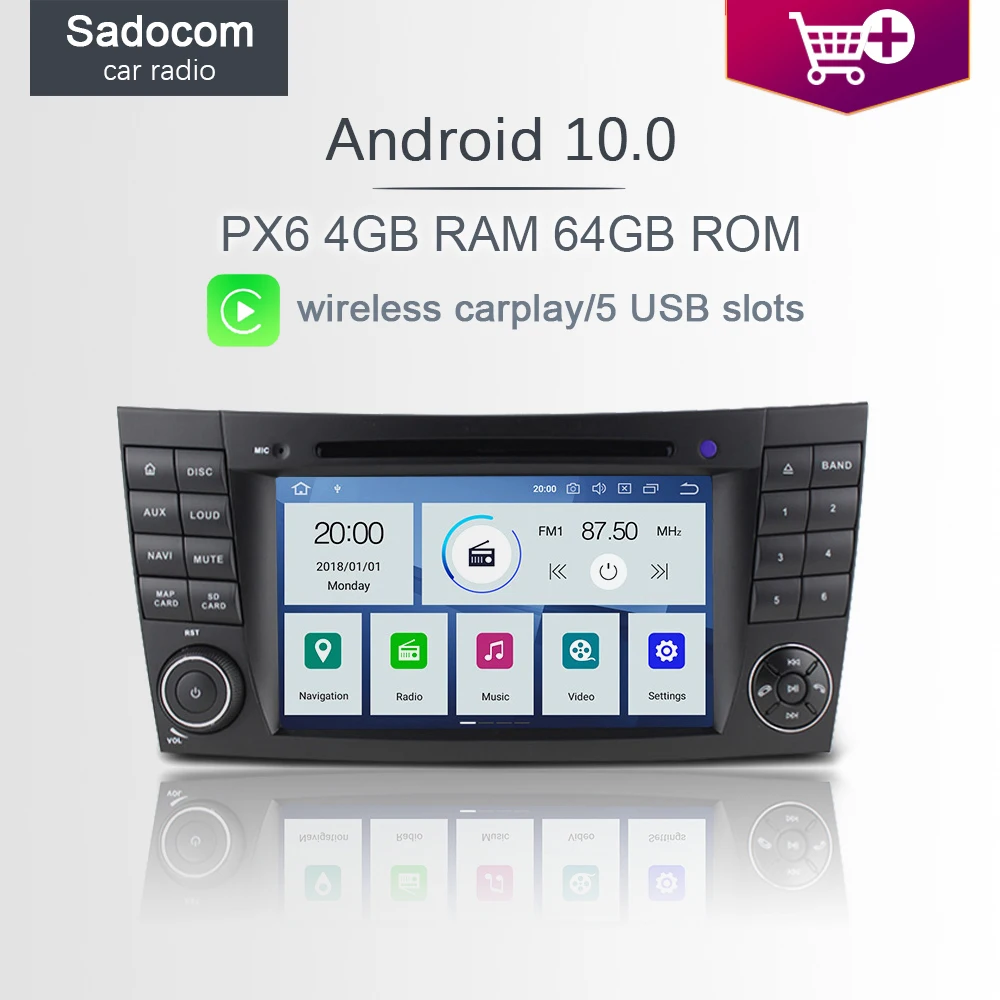 Автомобильный DVD плеер PX6 2 din Android 10 0 64 Гб ПЗУ для Benz W211 W463 W219 W209 2004 2011 6 ядер 4 ОЗУ