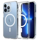 Магнитный прозрачный чехол для iPhone 11 13 12 Pro Max mini с поддержкой беспроводной зарядки, защита мобильного телефона, задняя крышка, чехлы