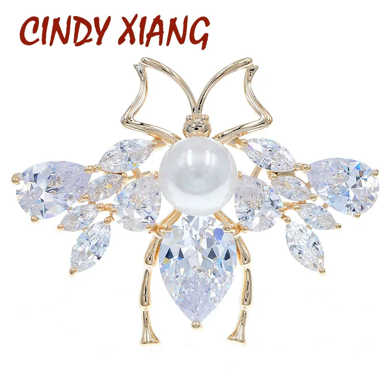 Женская Медная брошь CINDY XIANG сияющая в виде насекомого с кубическим цирконием
