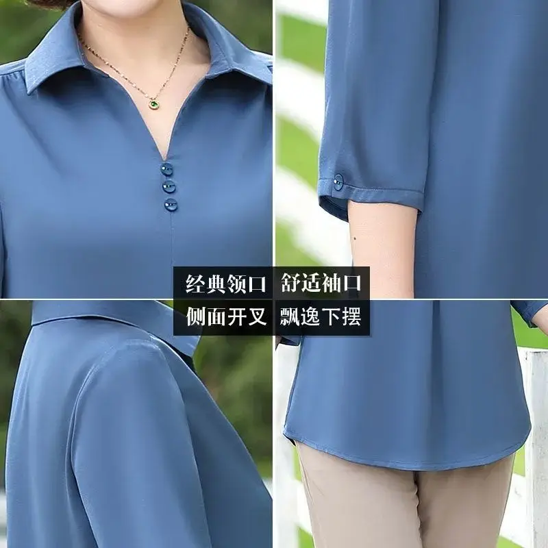 

2021 fashion new women's spring and summer three-quarter sleeves plus size loose blouse western style shirt