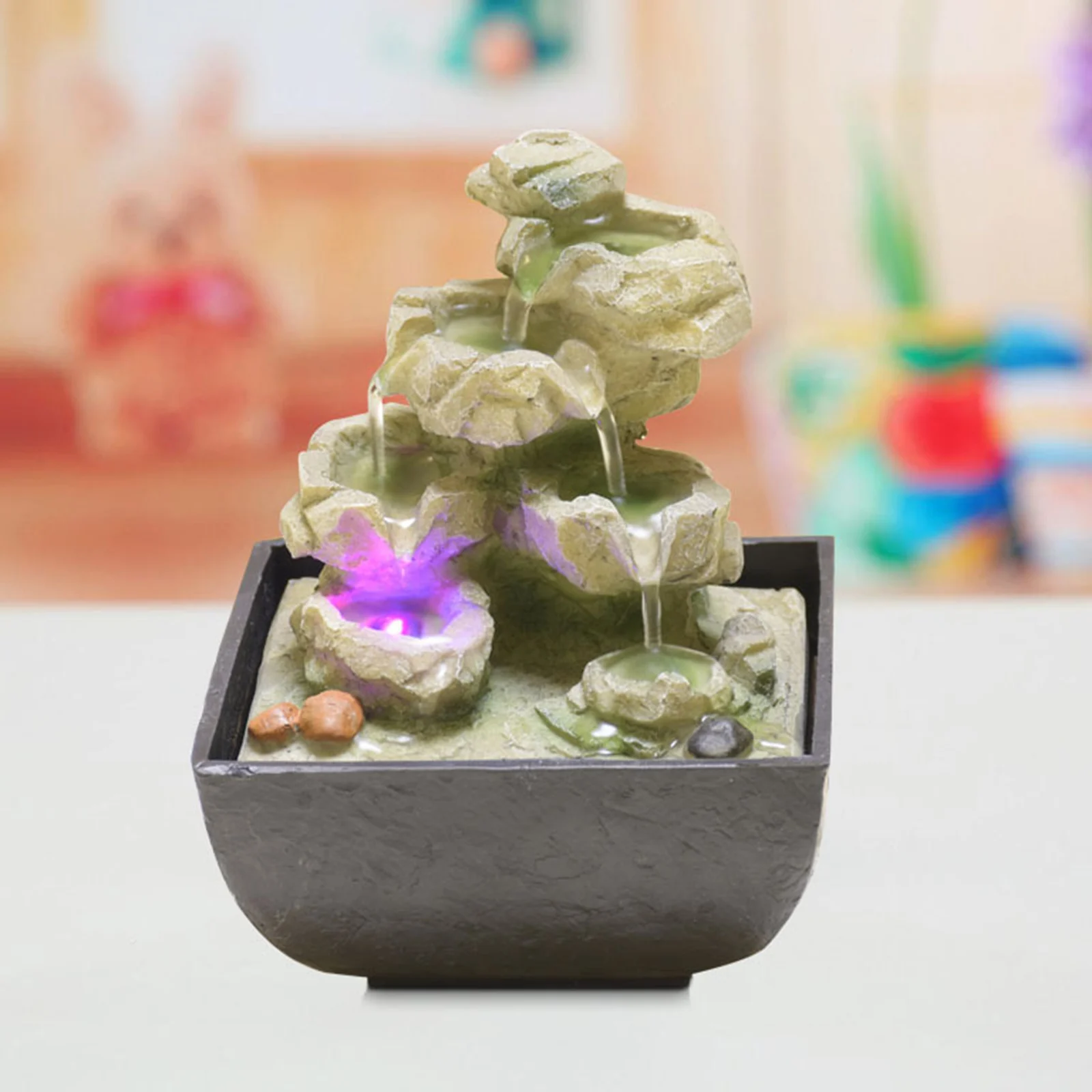 

Декоративный комнатный водный фонтан фэн-шуй, поделка из натуральных скал, фонтан для дома, офиса, украшение для чайного дома