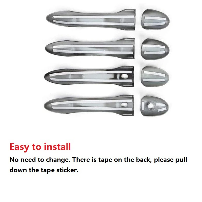 

2 Set Car Accessories: 1 Set Door Handle Cover Trim with Smart Keyhole & 1 Set Rearview Mirror Cover Side Mirror Case