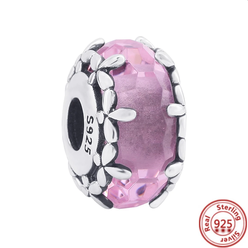 New 925 Sterling Silver Murano Glass Beads Flower Honeycomb Blue Pink Charm Fit Original Pandora Bracelet DIY Women Jewelry Gift | Украшения