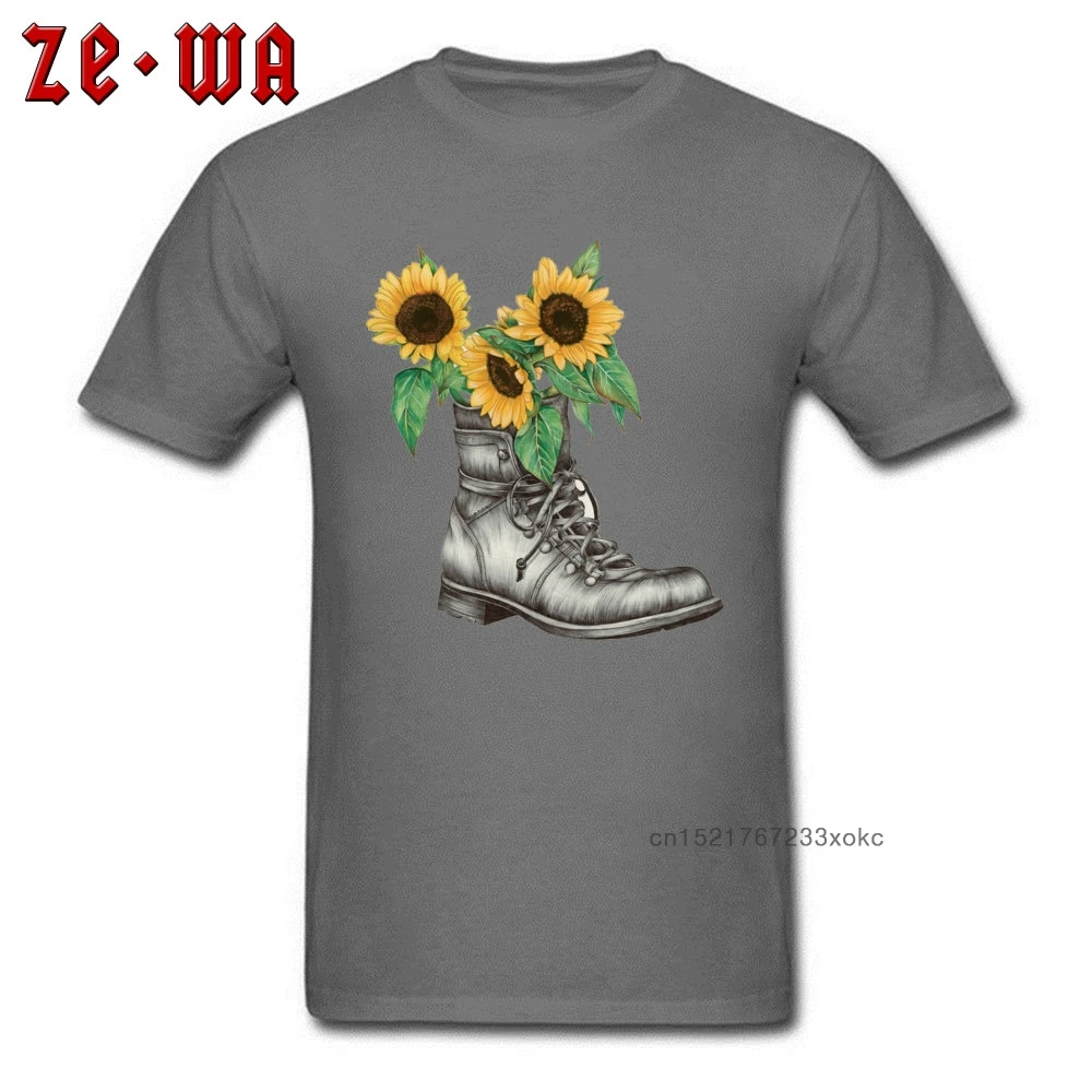 Футболка из 100% хлопка мужские футболки ботинки с принтом в виде цветов