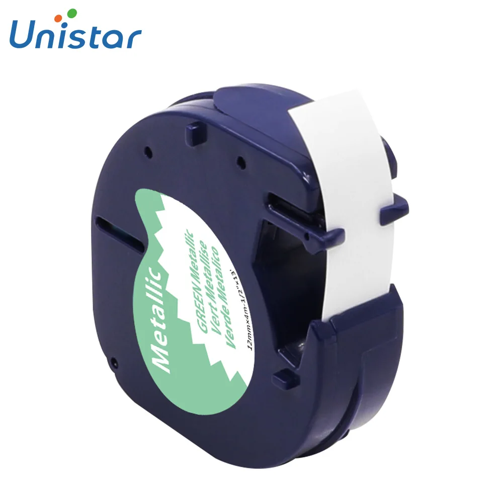 Green Metallic 91201 совместимая с DYMO Letratag пластиковая лента 12 мм черная на белом LT 91201 91331 91221 лента для этикеток Dymo Letra принтер тегов - Цвет: Green Metallic