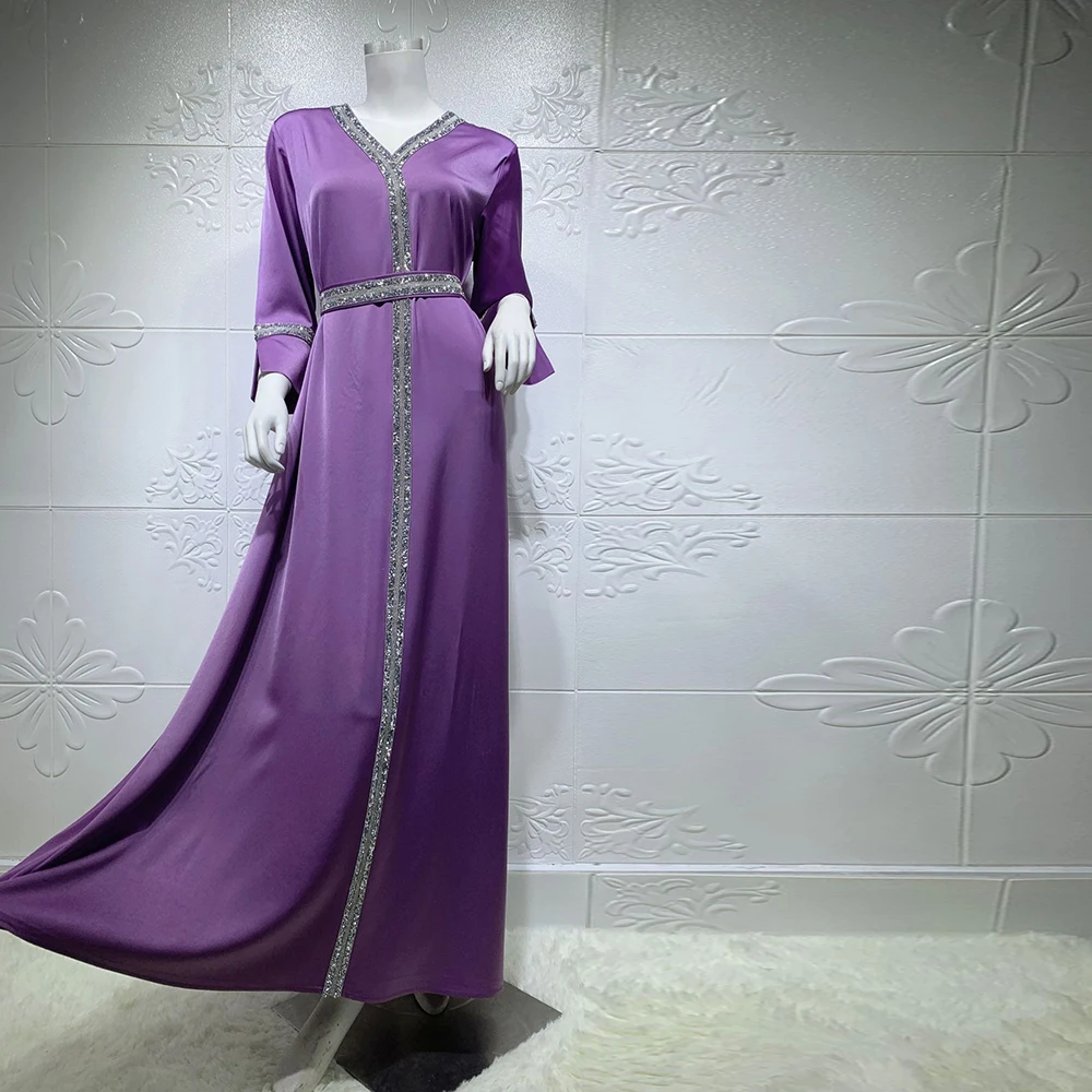 

Turkey India Muslim Women Dress Kaftan Moroccan Abaya Dubai Hijab Satin Abayas Robe Longue Femme Musulman De Mode Vestidos 2021