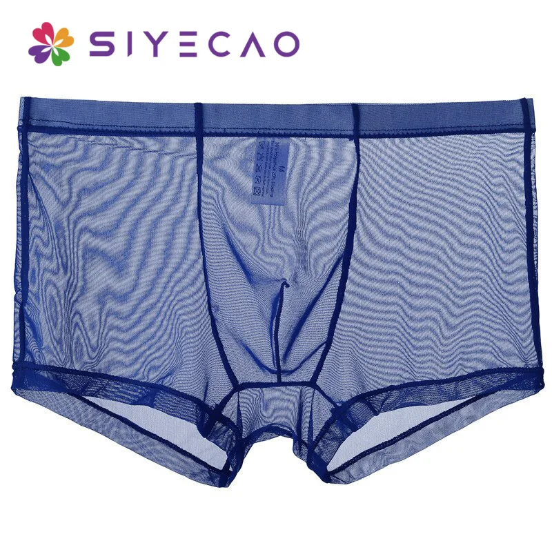 Новые сексуальные дышащие тонкие шорты-боксеры мужское Сетчатое прозрачное