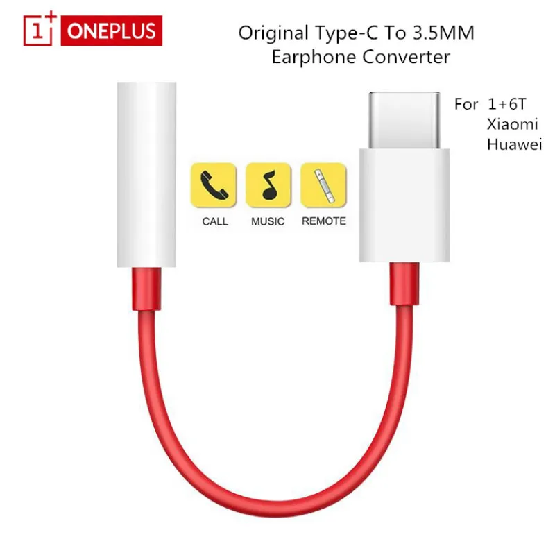Оригинальный адаптер для наушников Oneplus с разъемом типа C на 3 5 мм