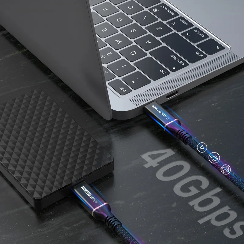 Кабель USB 4 PD 100W USB-IF Сертифицированный 8K 60Hz 40Gbps Type C Быстрая зарядка совместим с