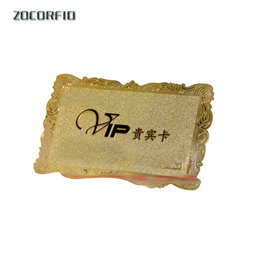 100pcs Custom Golden Stainless steel Metal business card/VIP card/ID card  with Engraving and CUTOUT
