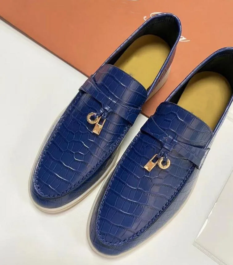 

Solid Famous Brand Crocodile Pacttern Casual Loafers Women& Men Large Size Genuine Leather Flats Shoes New Style Causal Shoes