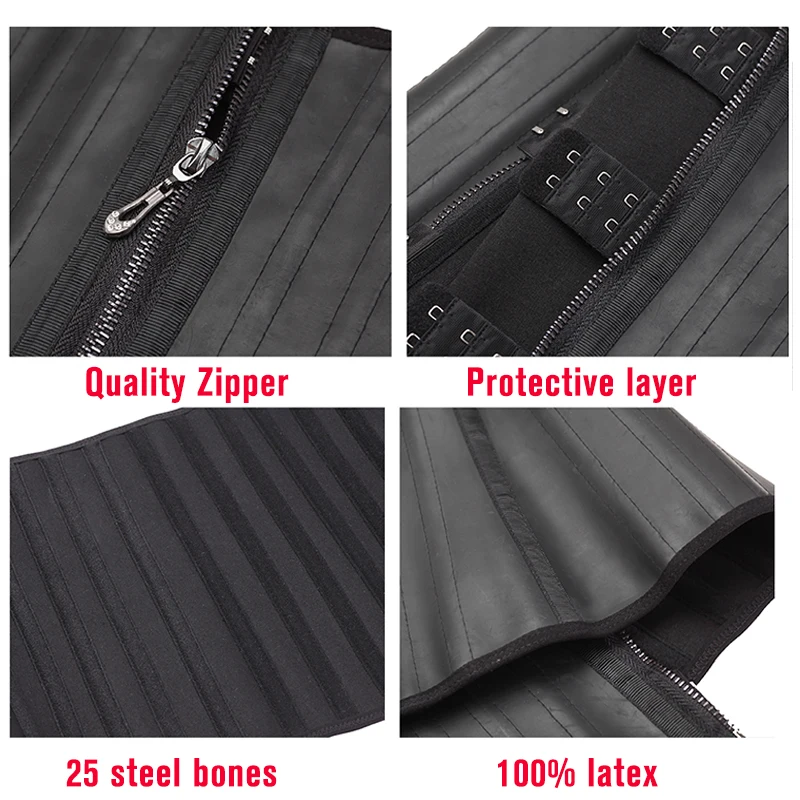 6XL Modeling Strap Corset Latex Waist Trainer with Zipper Belly Slimming Sheath Belt Cincher 25 Steel Bones Body Shaper | Женская одежда