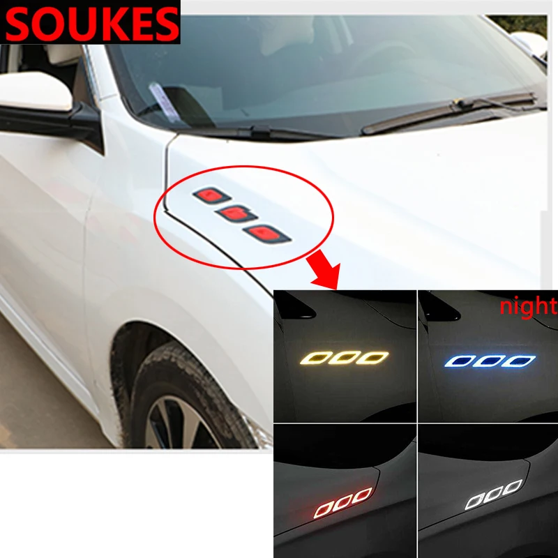 Светоотражающие полосы на капот автомобиля 6 шт. наклейки для Renault Megane 2 3 Duster VW Touran