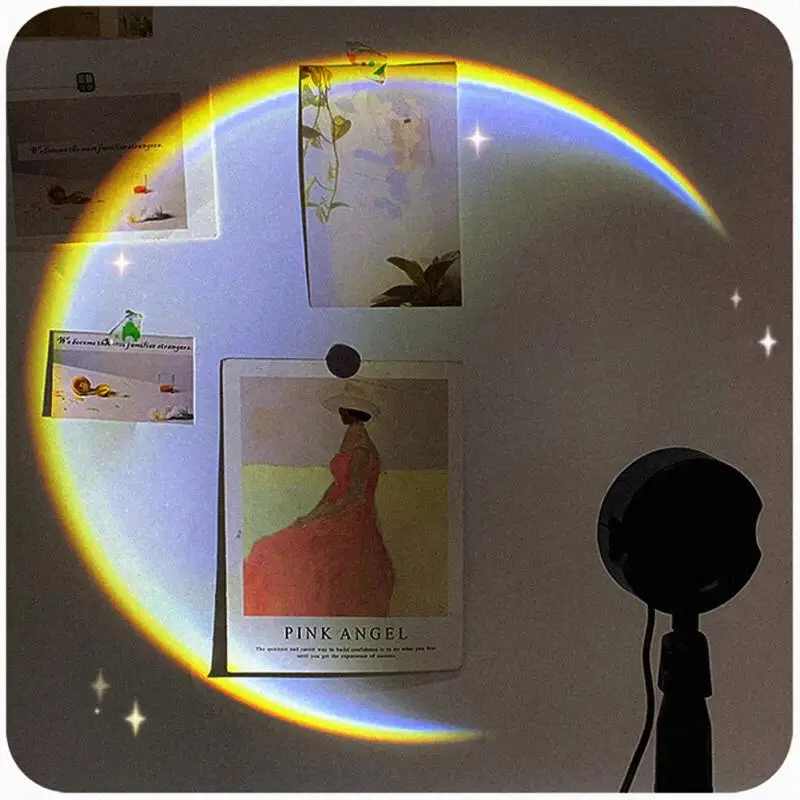

USB Радужный Лунный проектор, светодиодный ночник, проекционный Настольный светильник для спальни, бара, кофейни, магазина, настенный декоративный светильник