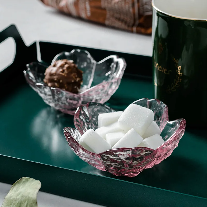 Небольшой Стекло блюдо японский Стиль в виде розового цветка чаша для закусок