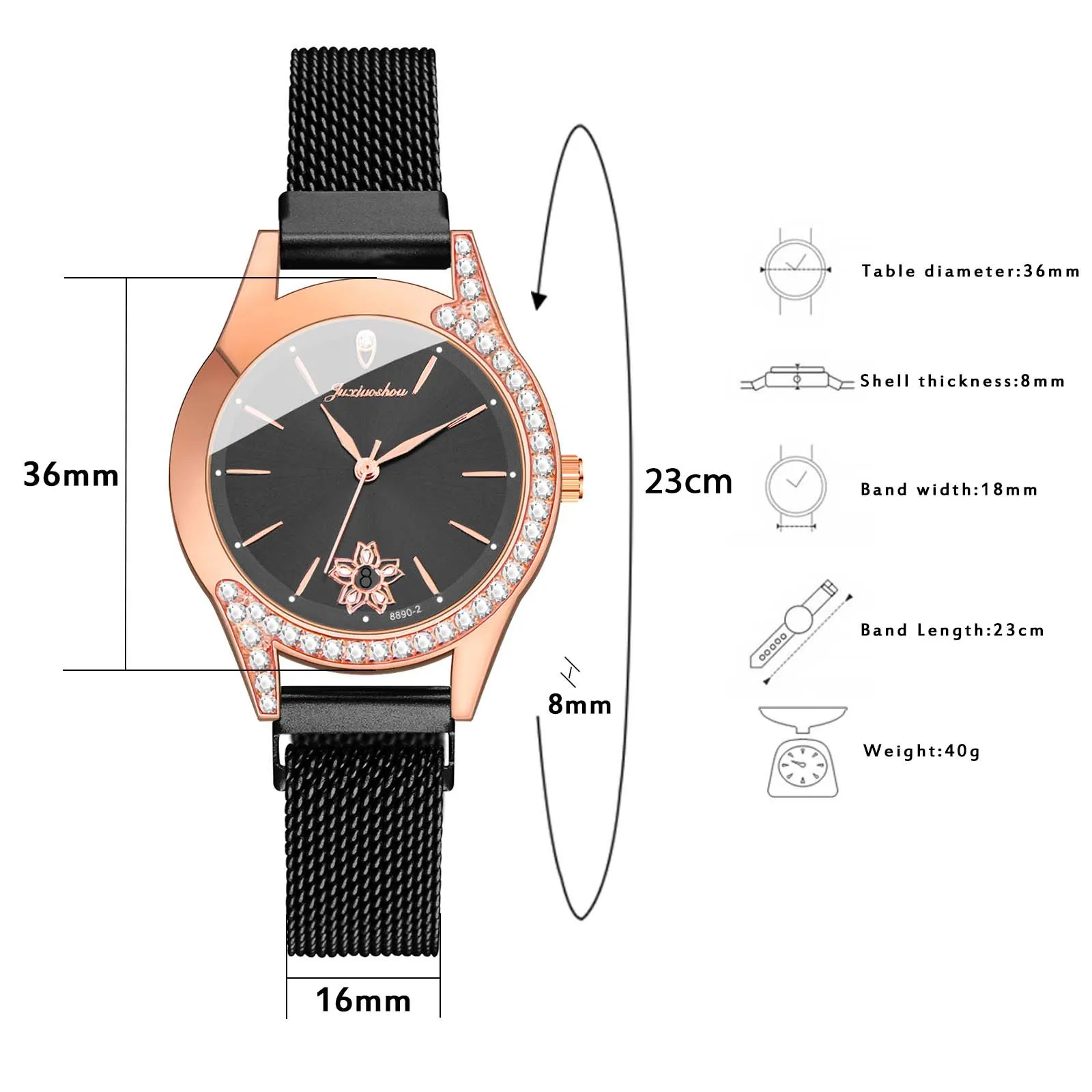 

Women Fashion Watch Stainless Steel Casual Dress Wrist Crystal Jewelry Vetement Fille Ropa nia Meisjes Kledi