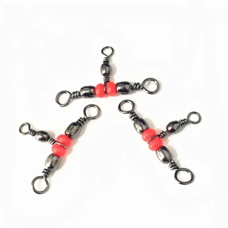 

Fishing Tool 10/20/50pcs Rolling Swivel Fishing Connector Bearing Barrel Ring 3 Way Fishhook Lure Line With Beads Fishing Tackle