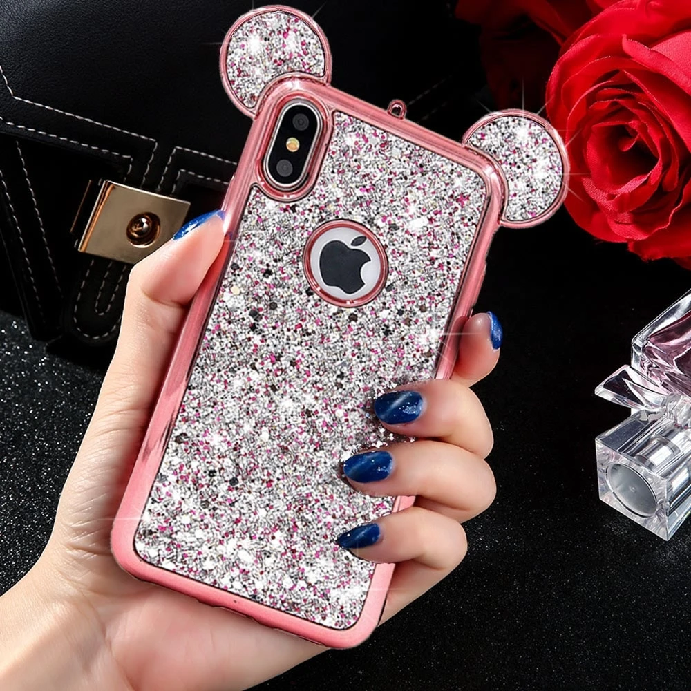 Тонкий чехол для телефона LAPOPNUT блестящий 3D с блестками и бриллиантами IPhone 11 Pro Xs Max