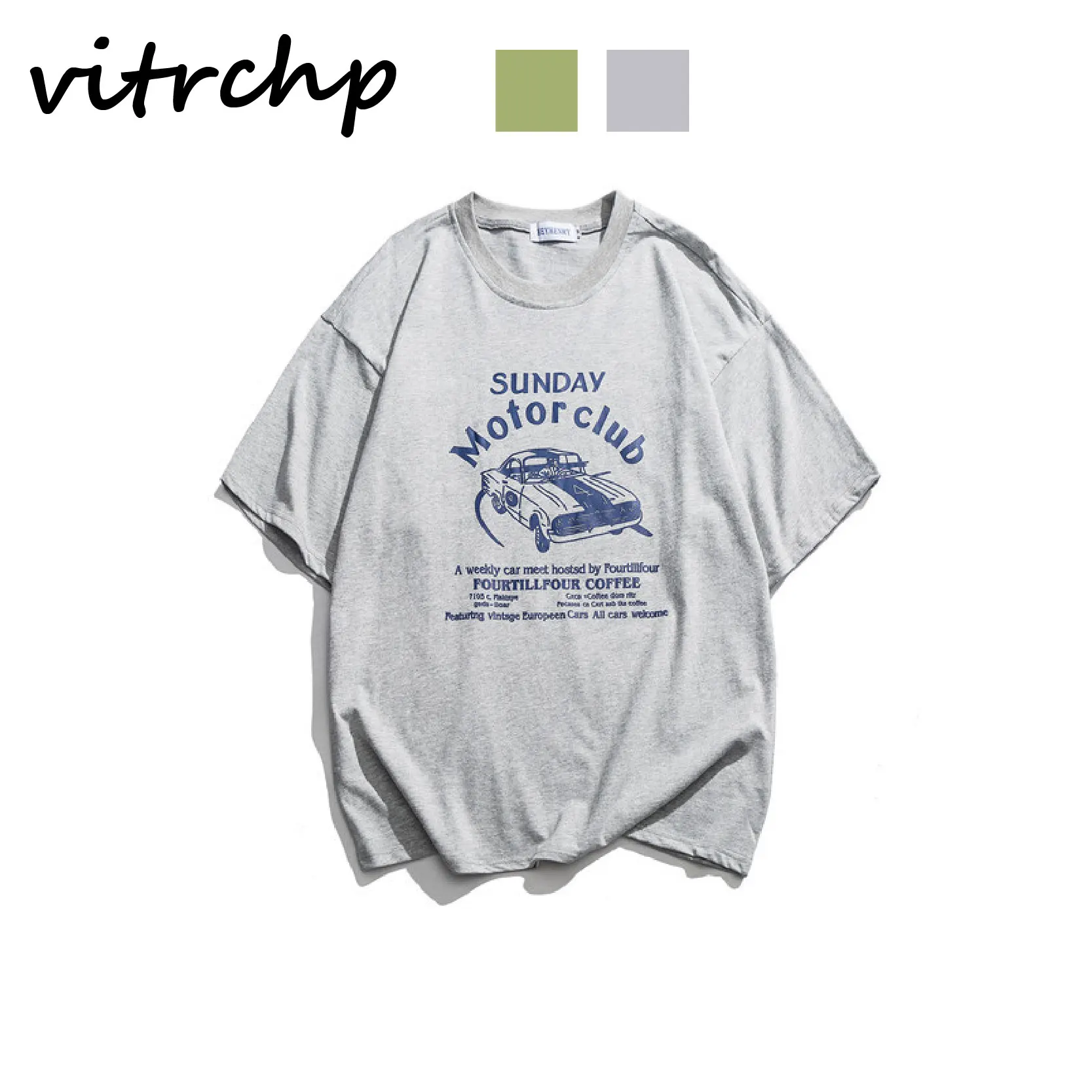 

2021 VITRCHP New Men's European and American Casual Loose Cotton Summer Short-Sleeved Couple Ins Harajuku T-Shirt