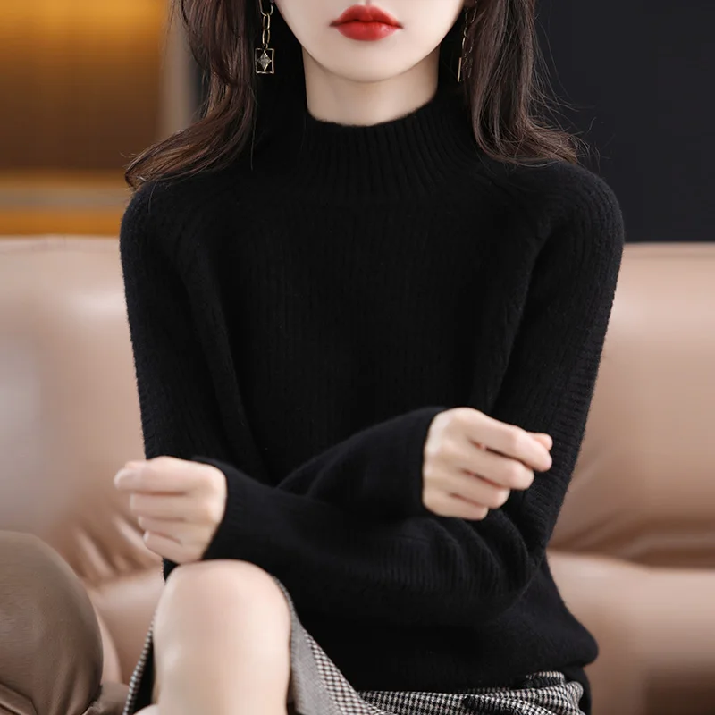 Женский кашемировый пуловер свободный мягкий утепленный с длинным рукавом и