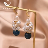 xlentag natural fresh water pearl dangle earrings handmade kyanite drop earrings for women wedding fine jewelry orecchini ge0903