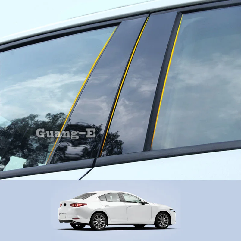 

For Mazda 3 Mazda3 Axela 2020-2022 Car PC Material Pillar Post Cover Door Trim Window Piano Black Molding Sticker Plate