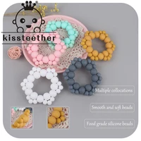 kissteether 1pcs baby teether gym play toy silicone beads teething bracelet pendant food grade montessori baby products toys