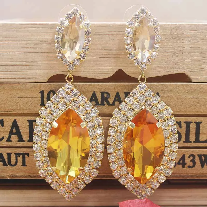 Zerong большой горный хрусталь Висячие серьги Роскошные ювелирные изделия падение